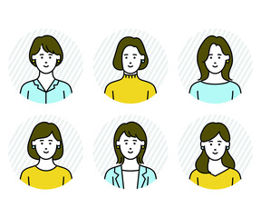 女性のアバターアイコンセット