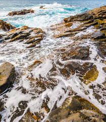 Waves Crashing Over Lava on Makaluapuna Point, Kapalua, Maui, Hawaii, USA