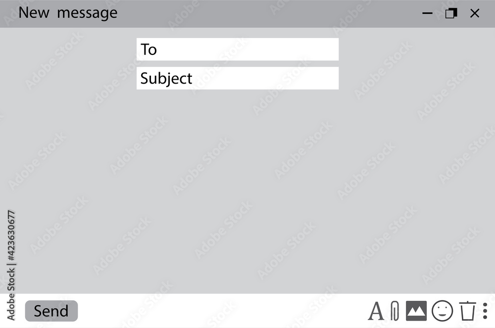 Poster email message box. mail window template, blank email. isolated text box. computer screen. stock imag