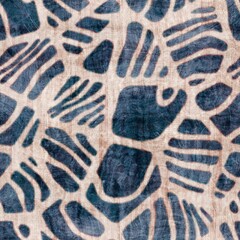 Seamless grungy tribal ethnic rug motif pattern. High quality illustration. Distressed old looking native style design in shades of gray and cream. Old artisan textile seamless pattern.