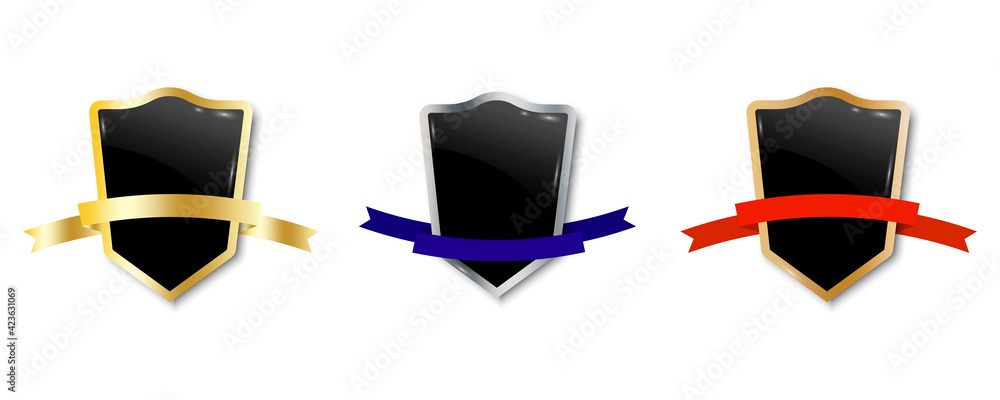 Aufkleber shields with ribbons. shield icon vector. medieval shield. stock vector image. eps 10.