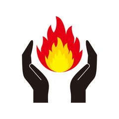 hand and fire icon vector illustration sign