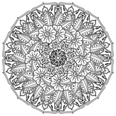 Mehndi flower for henna, mehndi, tattoo, decoration. decorative ornament in ethnic oriental style. coloring book page.