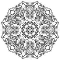 Mehndi flower for henna, mehndi, tattoo, decoration. decorative ornament in ethnic oriental style. coloring book page.