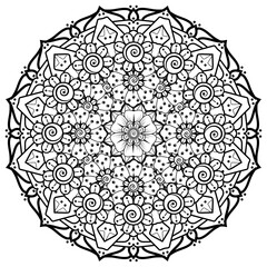 Mehndi flower for henna, mehndi, tattoo, decoration. decorative ornament in ethnic oriental style. coloring book page.