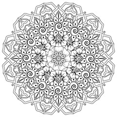 Mehndi flower for henna, mehndi, tattoo, decoration. decorative ornament in ethnic oriental style. coloring book page.