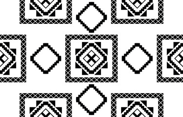 black and white tribal Geometric pattern in ethnic style seamless pattern vector illustration, for fabric,carpet,shirt,background