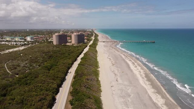 Drone footage of Juno Beach Pier FL USA