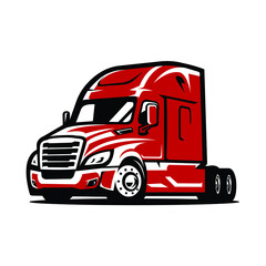 Semi Truck 18 Wheeler. Red Trucking Vector Image 