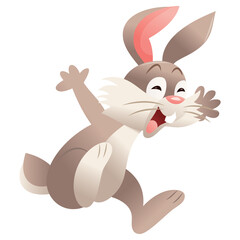 Cartoon Cute Bunny Rabbit Happy Surprise