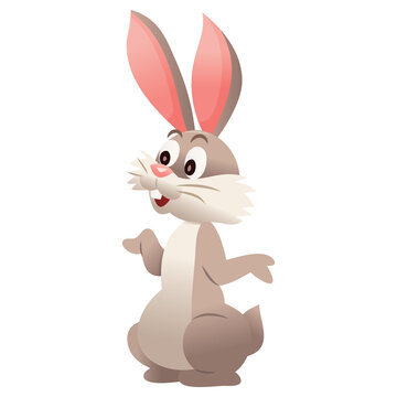 Cartoon Cute Bunny Rabbit Standing Wondering