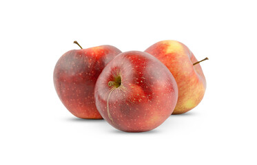 Three red and juicy apples isolated on a white background