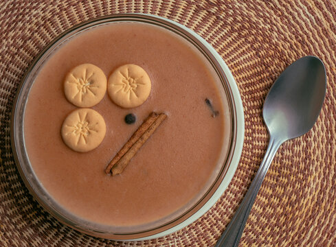 Beans with sweet or habichuelas con dulce a dessert from the Dominican Republic made of red beans, milk, sugar and spices.