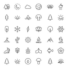 Nature line icon set. Collection of vector symbol in trendy flat style on white background. Nature sings for design.