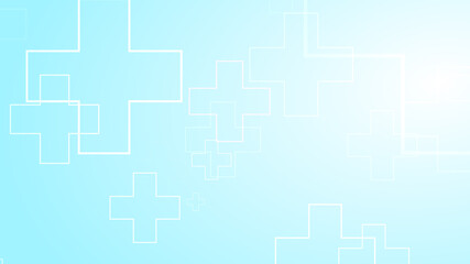 Medical white blue cross pattern background.