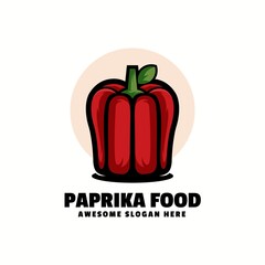 Vector Logo Illustration Paprika Food Simple Mascot Style.