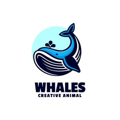 Obraz premium Vector Logo Illustration Whale Simple Mascot Style.