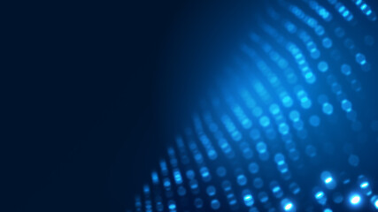 Naklejka premium Dot blue wave light screen gradient texture background. Abstract ai technology big data digital background. 3d rendering.