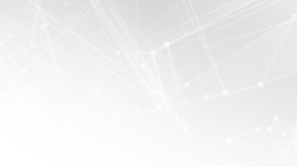 Abstract white gray polygon tech network with connect technology background. Abstract dots and lines texture background. 3d rendering.