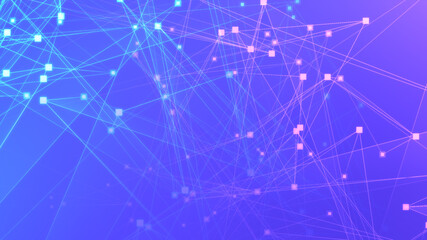 Abstract purple violet polygon tech network with connect technology background. Abstract dots and lines texture background. 3d rendering.