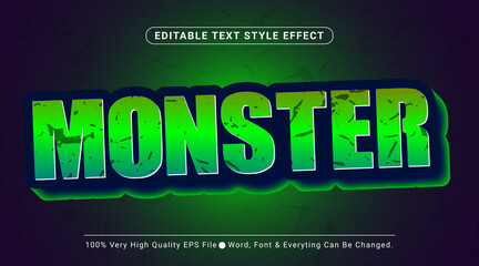 3d monster poster headline with green layered Style Text Effect, Editable Text Effect