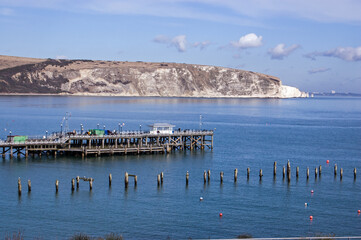 Fototapeta na wymiar View across Swanage Bay, Dorset