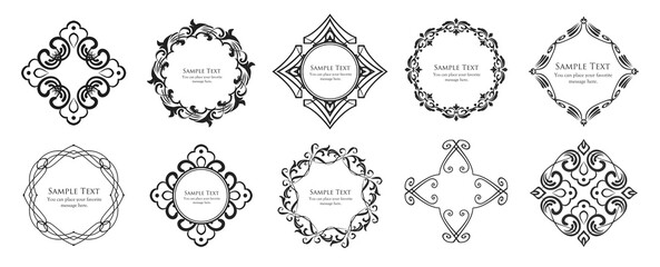 ヴィンテージフレームデザインセット。上質で美しいパターンデザイン