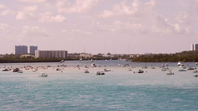 Aerial video Haulover sand bar Miami