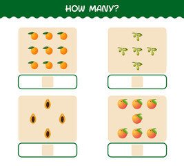 How many cartoon fruits. Counting game. Educational game for pre shool years kids and toddlers
