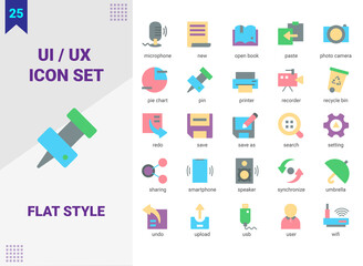 Fototapeta premium ui ux general icon set, 25 premium icon in flat style, simple and perfect for any of your project