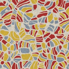 Seamless rock or stone shaped contour pattern print. High quality illustration. Terrazzo like mosaic of natural rounded curve shapes. Textured contemporary surface design for print.