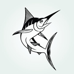 Marlin fish icon isolated on white background. Vector illustration. 