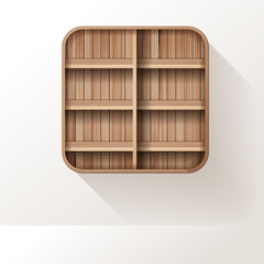 Vector wooden shelves mock up empty shelf design on wall background