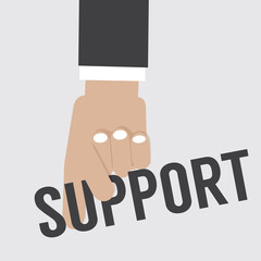 Business Man Hand Holding Support Font Business Concept Vector Illustration.