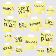 Post-it Work inspirational vocabulary Business Success Concept Vector Illustration.