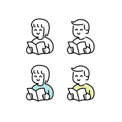 本を読む子供たちイラスト素材