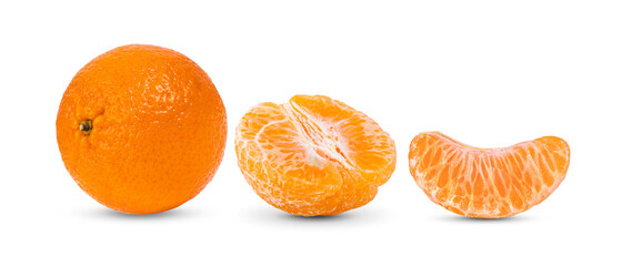 Mandarin, tangerine citrus fruit on white background
