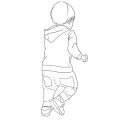 走る子供の後ろ姿の線画