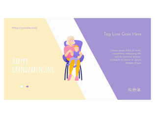 Happy grandparent concept web page design template