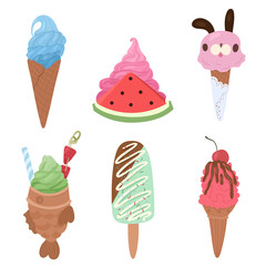 Cute Ice Cream vector illustration.