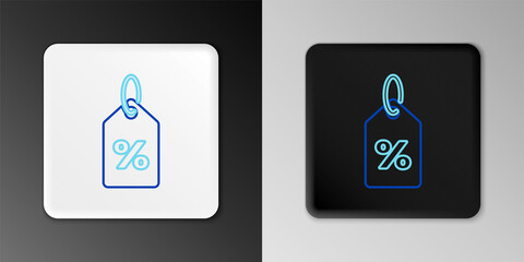 Line Discount percent tag icon isolated on grey background. Shopping tag sign. Special offer sign. Discount coupons symbol. Colorful outline concept. Vector