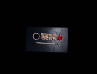 SUSHI ROLLS  and classic sushi and soups with some sweets, menu for sushi bar