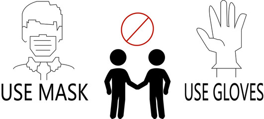 Icon of COVID-19 for use mask and gloves. poster of COVID-19.