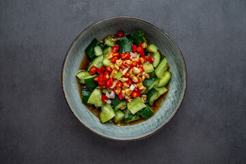 A dish of hot and sour cucumber