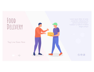 Courier service landing page template. flat vector illustration