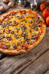 Pizza Mushrooms Cheese Ingredients Wooden Background Cooking Italian Pizza Recipes