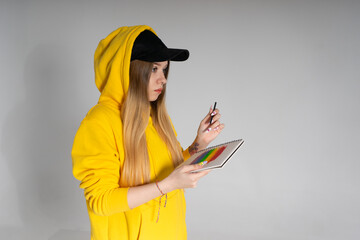 LGBT woman drawing rainbow