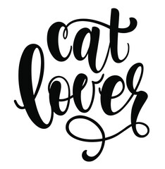 Cat lover handwritten sign. Modern brush lettering. Cute slogan about cat. Phrase for wall decor, poster design, postcard, t-shirt print or mug print. Meow power. Vector isolated illustration