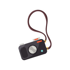 Vector camera on a belt for photo travel