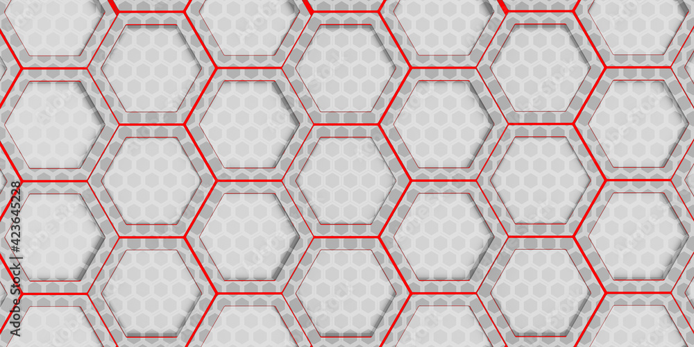 Poster geometric hexagon polygon pattern glossy hexagonal honeycomb 3d illustration hexagonal frame futuris